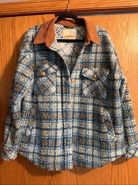 Roxy Overlander Plaid Jacket with Brown Corduroy Collar